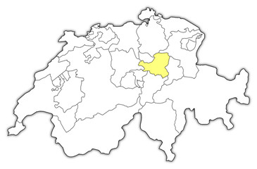Map of Swizerland, Schwyz highlighted