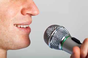 Man singing closeup