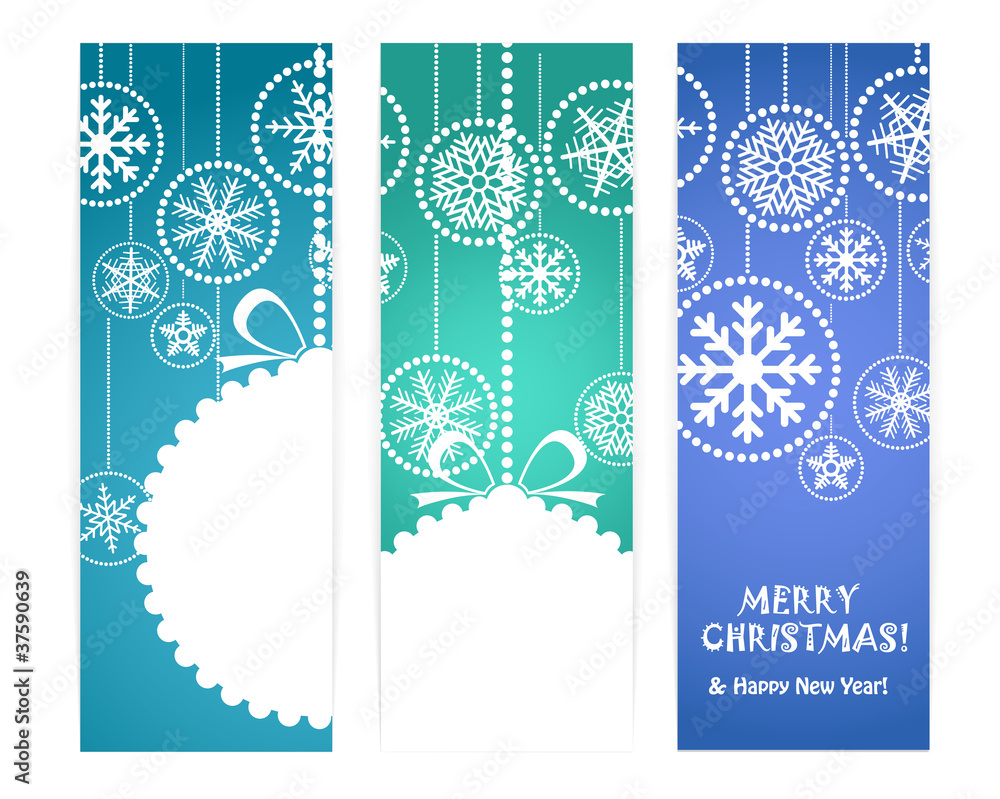 Poster set of vertical christmas vector banners. ready for a text