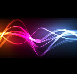 Neon abstract lines design on dark background vector for poster