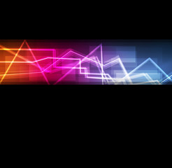 Neon abstract lines design on dark background vector