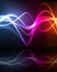 Neon abstract lines design on dark background vector