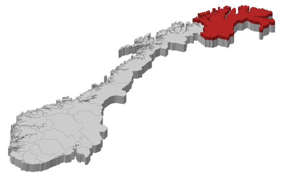 Map of Norway, Finnmark highlighted