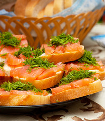 Sandwiches with red fish