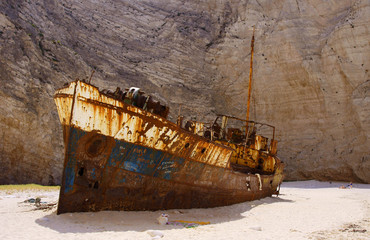 wrak statku na plaży, grecka wyspa Zakynthos