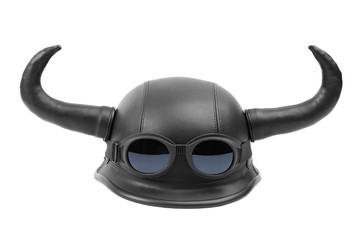 Humorous motorcycle helmet with horns