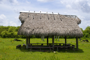 Seminole shelter in the Everglades Florida USA