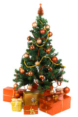 Beautiful Christmas tree with present and decorations