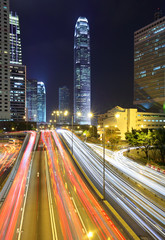 traffic through downtown at night