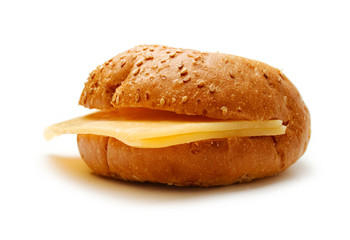 Sandwich with cheese on a white background