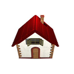 3D Home Red Roof House icon front isolated on white background
