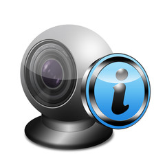 Icono webcam 3D con señal informacion