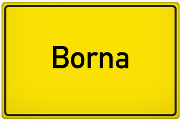 Ortseingangsschild der Stadt Borna