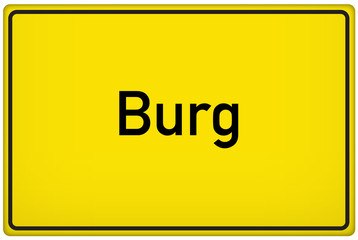 Ortseingangsschild der Stadt Burg