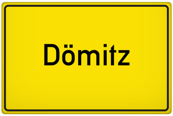 Ortseingangsschild der Stadt Dömitz