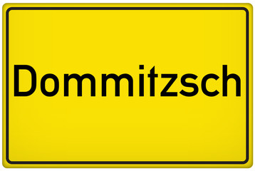 Ortseingangsschild der Stadt Dommitzsch
