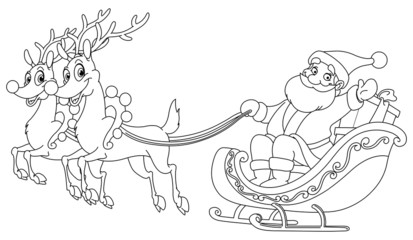 Outlined Santa sleigh