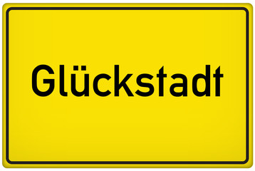 Ortseingangsschild der Stadt Glückstadt