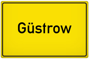 Ortseingangsschild der Stadt Güstrow