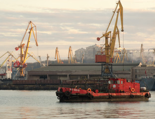 cranes and tug