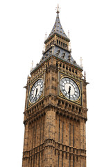 Fototapeta Big Ben isolated on white, London gothic architecture, UK obraz
