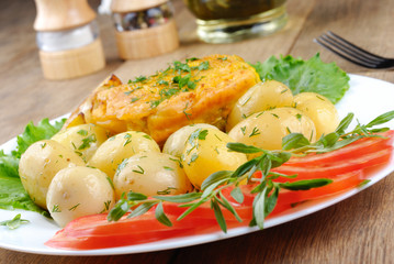 Fried fish with potatoes