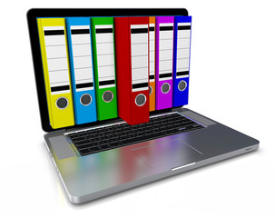 Laptop mit Ordner bunt