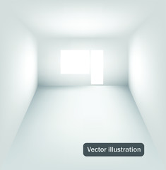Empty white interior. Vector illustration.