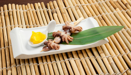 Japanese octopus skewered.