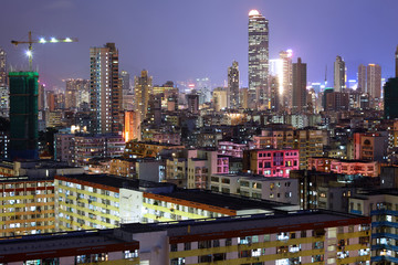 apartment buildings at night