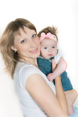 Happy mum with the babe