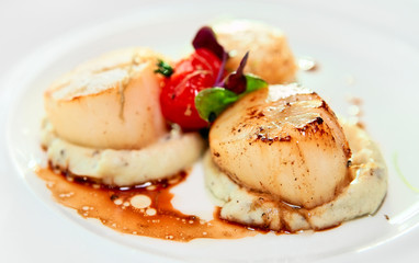 Scallops with potato mash