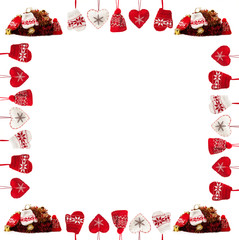 Christmas decorations on white background