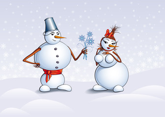 snowmen, Christmas card