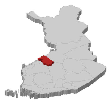 Map of Finland, Central Ostrobothnia highlighted