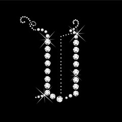 V Letter with diamonds bling stars
