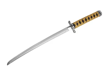 Fototapeten Japanese samurai sword with a yellow-black ink © dimedrol68