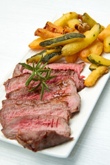 tagliata di manzo con verdure impanate