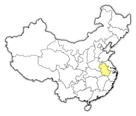 Map of China, Anhui highlighted