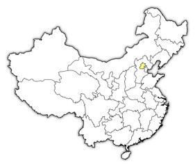 Map of China, Beijing highlighted