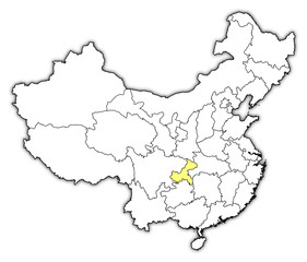 Map of China, Chongqing highlighted