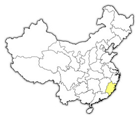 Map of China, Fujian highlighted