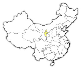 Map of China, Ningxia highlighted