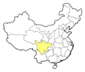 Map of China, Sichuan highlighted