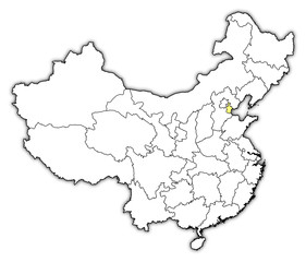 Map of China, Tianjin highlighted
