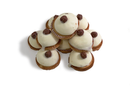 cookies covered with a spherical shape with white chocolate