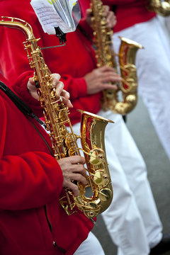 Musique, saxophone, fanfare, orchestre, instrument