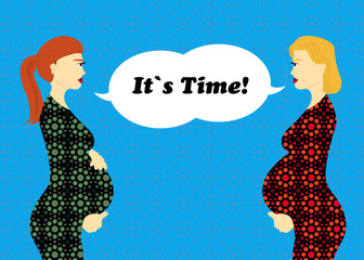 two pregnant women - illustration