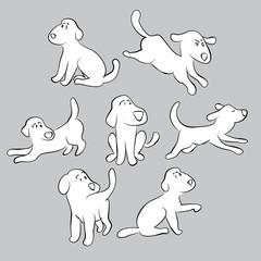 set of cute puppies - isolated illustration