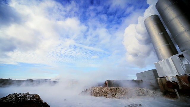 Geothermal Power Station in Isolated Landscape